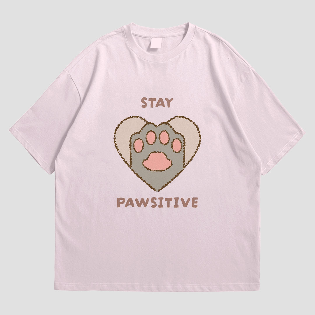 T-Shirt - Stay Pawsitive - T-Shirt | Buy at Uni Wear - S Light Pink