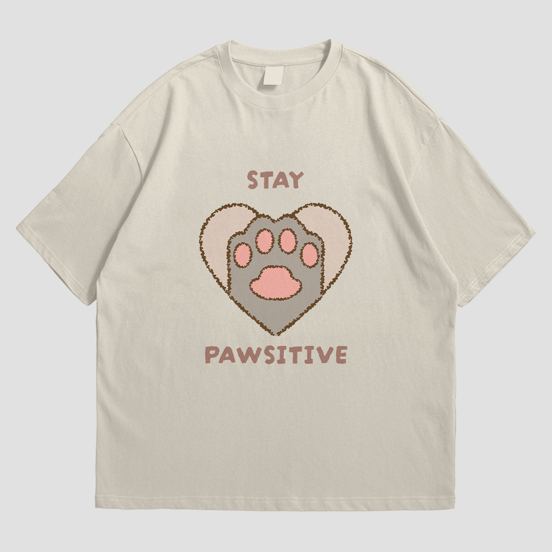 T-Shirt - Stay Pawsitive - T-Shirt | Buy at Uni Wear - S Sand