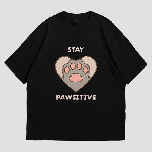 T-Shirt - Stay Pawsitive - T-Shirt | Buy at Uni Wear - XS Black