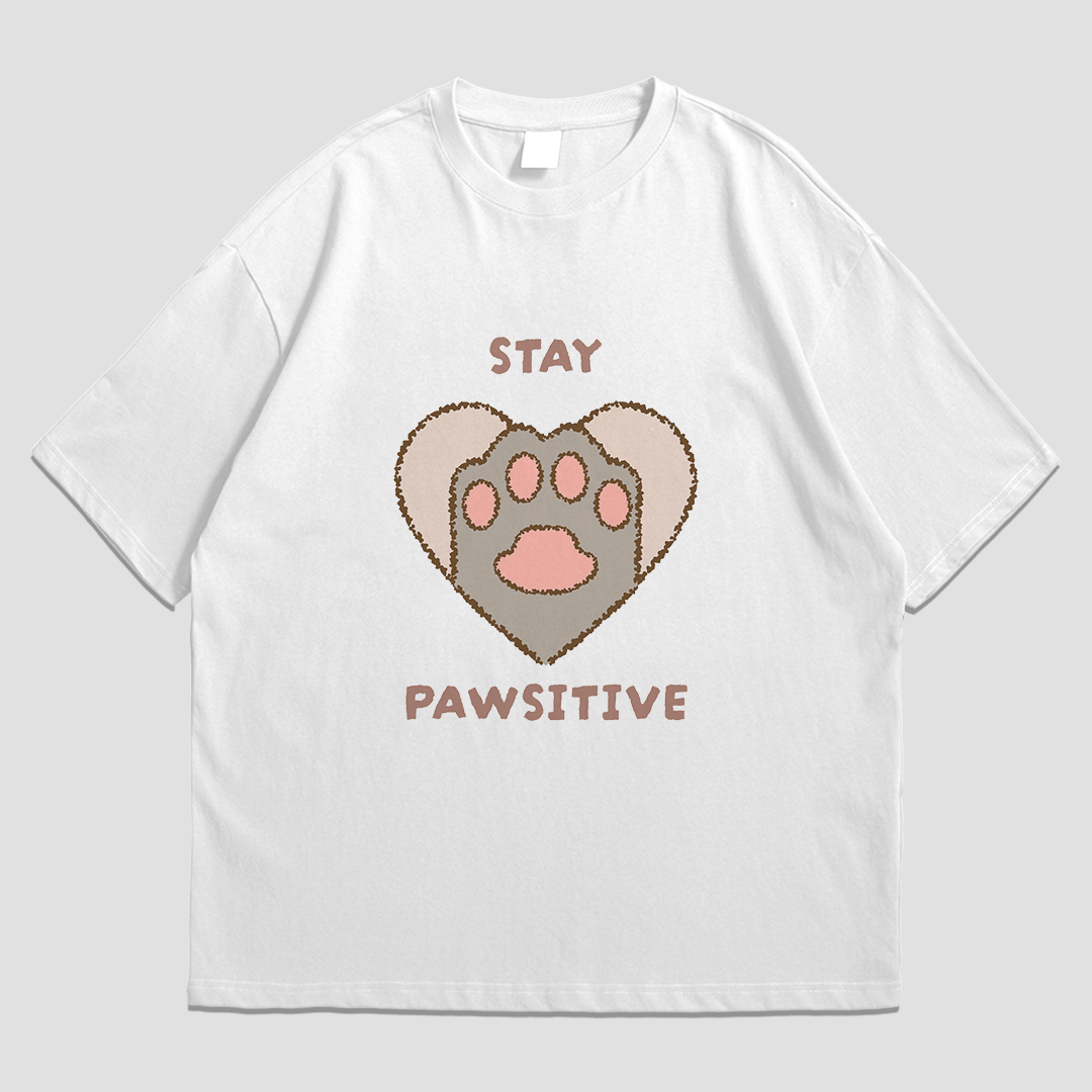 T-Shirt - Stay Pawsitive - T-Shirt | Buy at Uni Wear - XS White